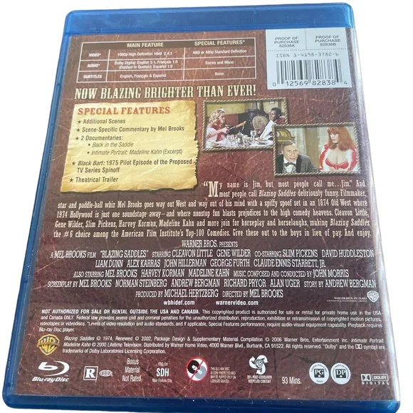 Blu-ray Mel Brooks Blazing Saddles DVD - Picture 3 of 3